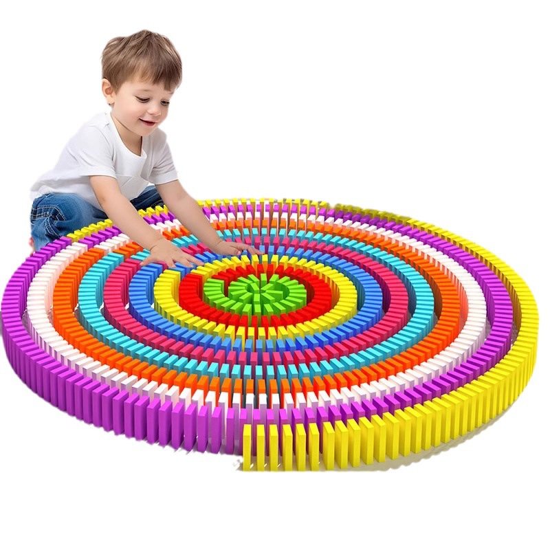 Board Game Monopoli - Kinder-Intelligenzspielzeug 100-teiliges Regenbogen-Domino-Set Frühkindliches Lernspielzeug Geschenkset