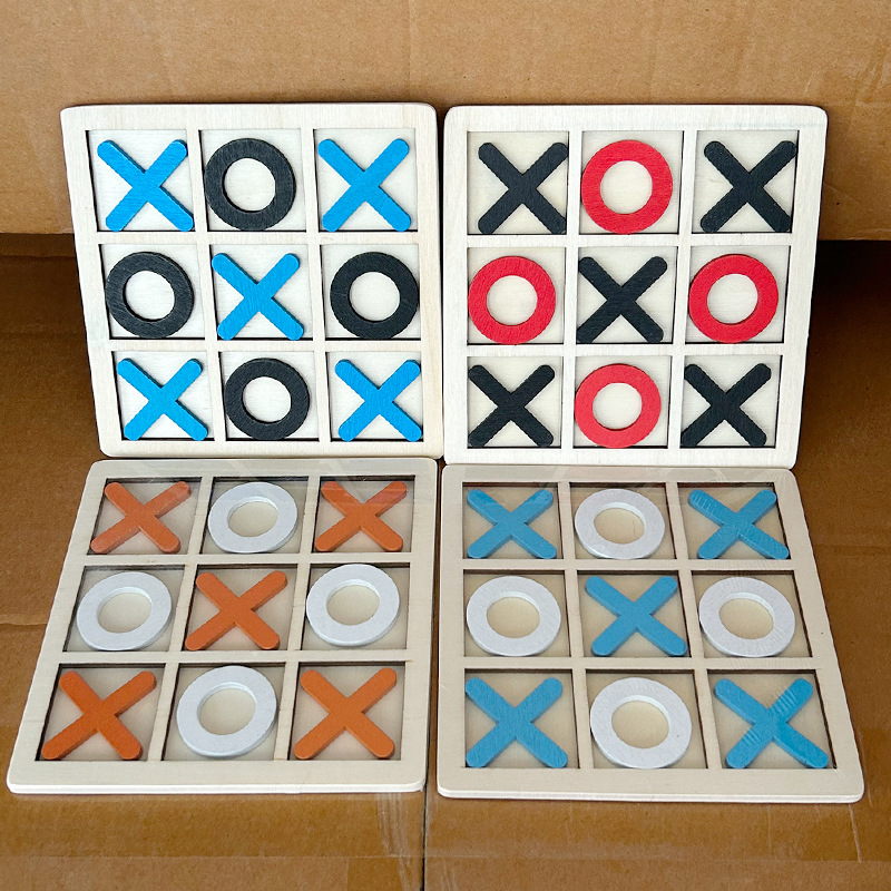 Board Game Template - 5 Stück Holz-Tic-Tac-Toe-Spiel, Demenzaktivitäten für Alzheimer,