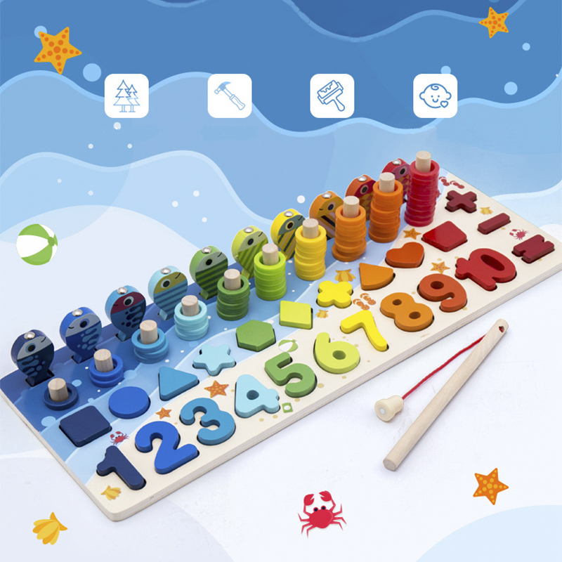 Board Game Harvest - 3D Holzbausteine Kinder-Montessori Ozean-Stil Magnetisches Angelspiel