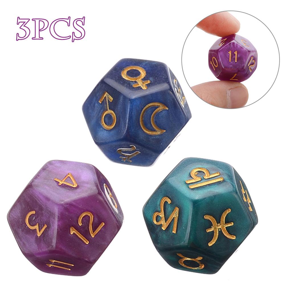 Board Game Template - 3PCS 12-Seitige Würfel Astrologie Tarot Karte