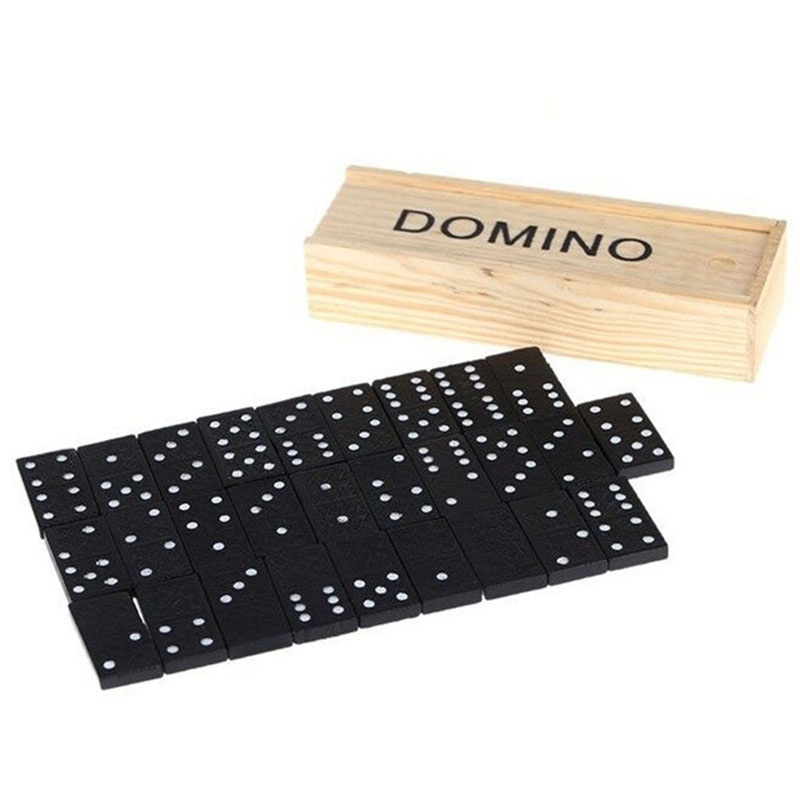 Board Game Monopoli - 28-teiliges Set Holz-Domino Brettspiele Tischspiel Domino-Spielzeug