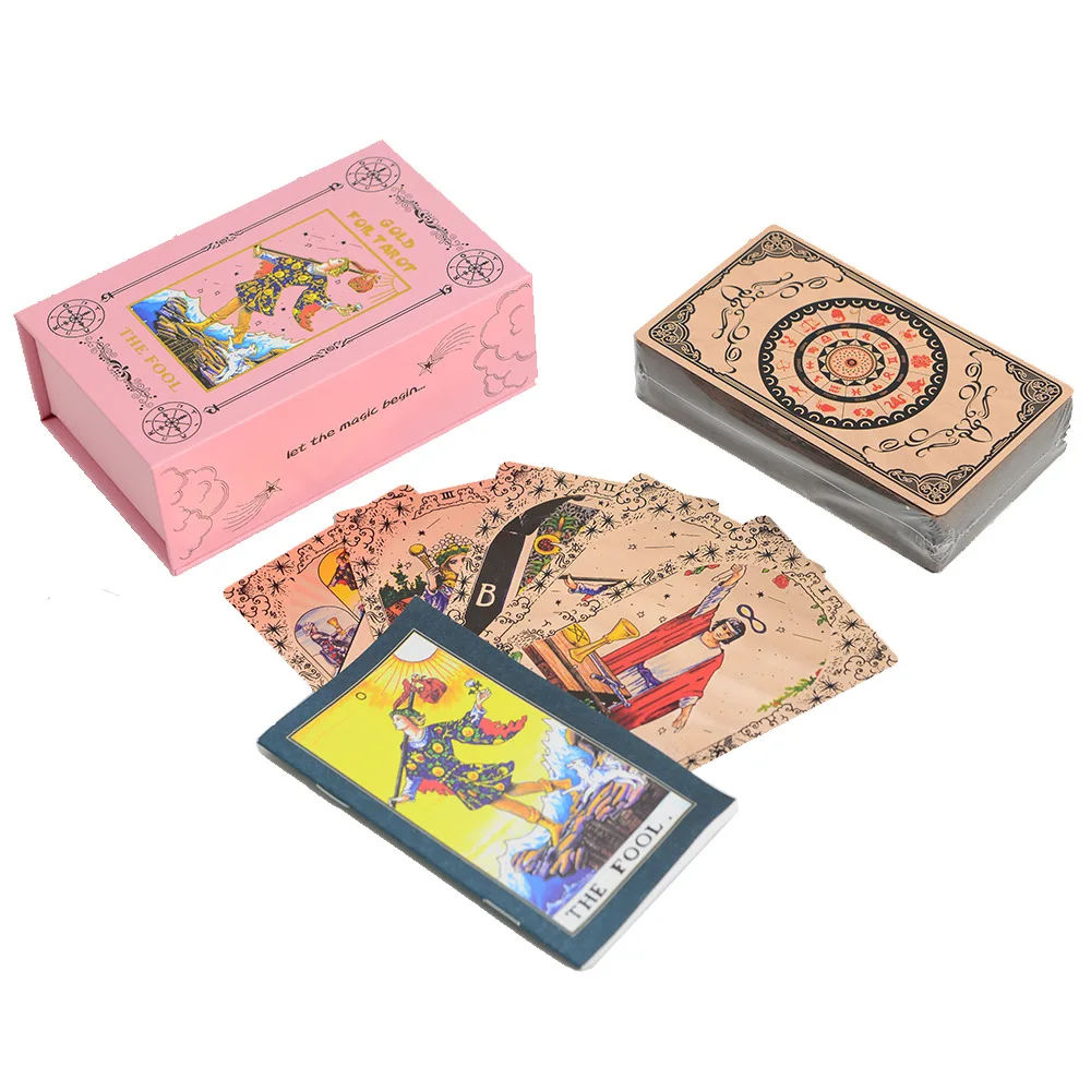 Board Game Yearbook - 78 Stück klassische Roségold-Warten-Tarotkarten mit Führungsbuch,
