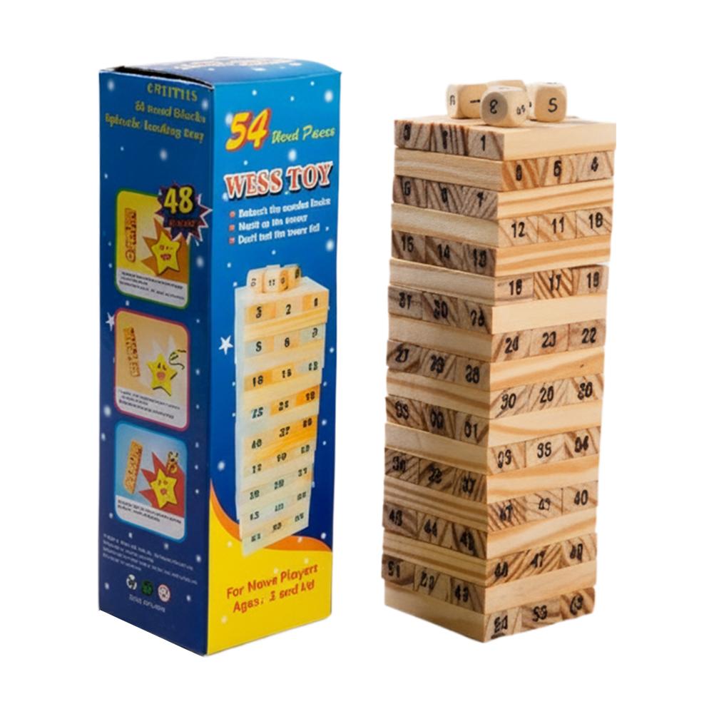 Board Game Monopoli - Kleine Holzbausteine Kinder-Stapelspiele Spielzeug Domino-Stapelspiel Brettspiel