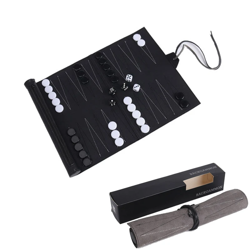 Board Game Harvest - Roll-Up Backgammon-Sets, tragbares Reise-Brettspielset für Erwachsene