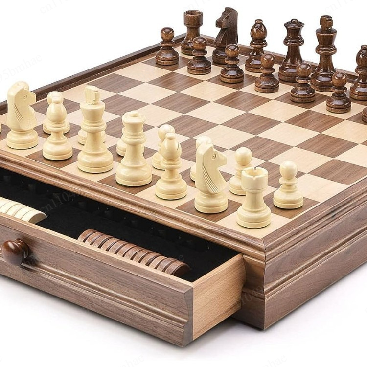 Schach- und Dame-Spielset aus  – Chess Set Wooden Bewertung und Preis