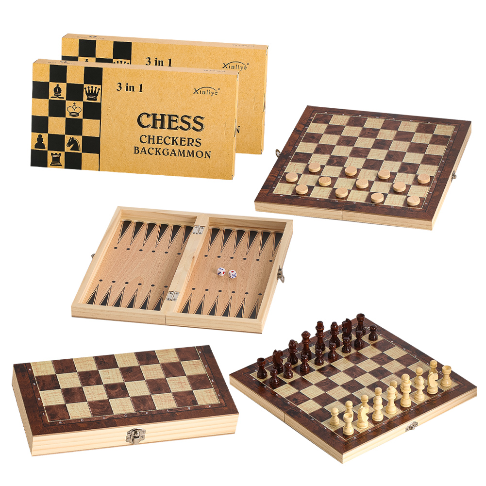 3-in-1-Dame-Backgammon- und Sc – Chess Set Wooden Bewertung und Preis