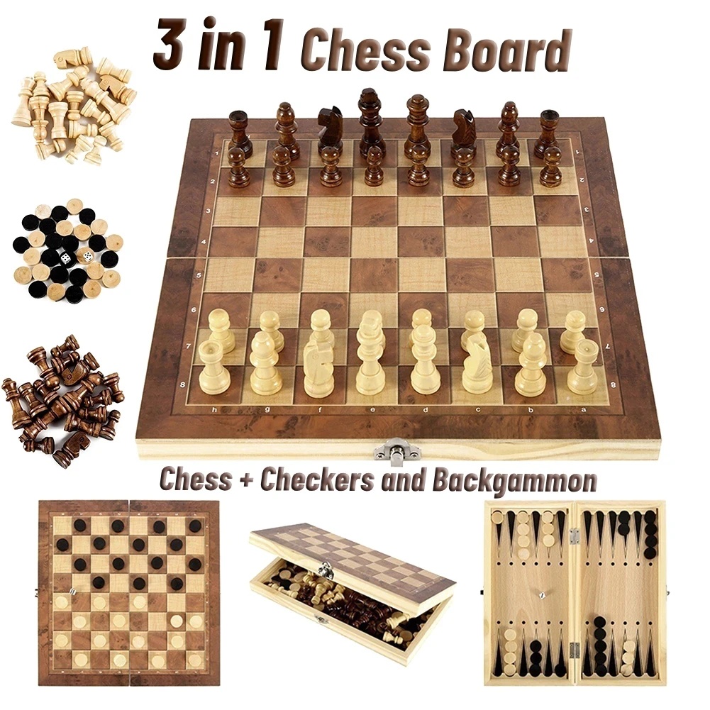 3-in-1 Holz-Dame-Backgammon-Sc – Board Game Harvest Bewertung und Preis
